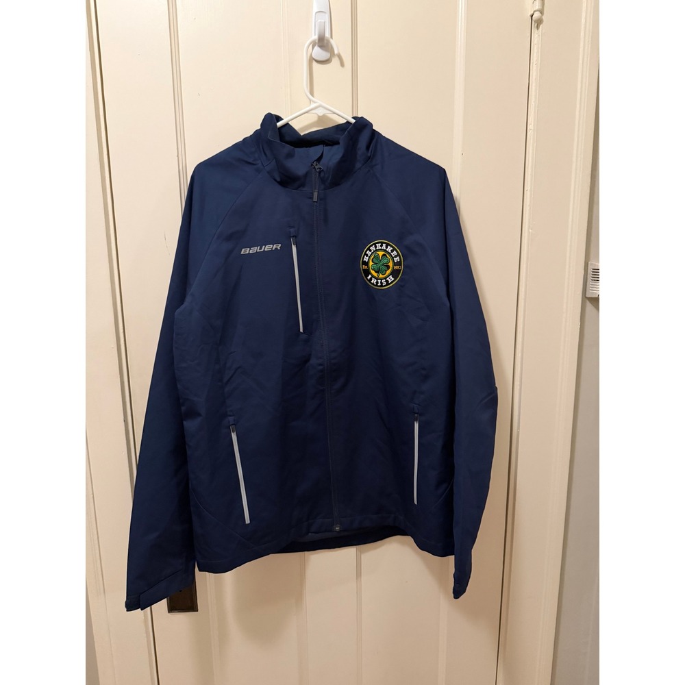 Bauer Team Mens Kankakee Irish Hockey Full Zip Jacket Navy Blue Medium #11